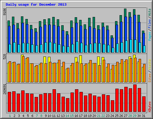 Daily usage for December 2013