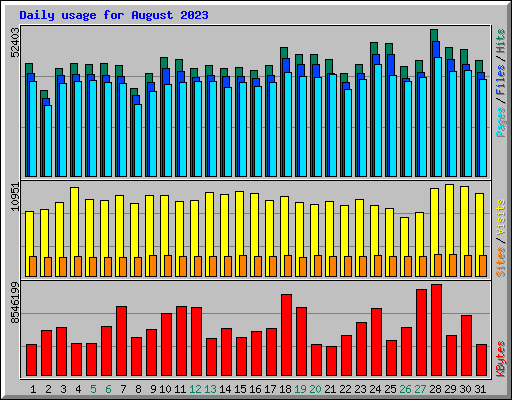 Daily usage for August 2023