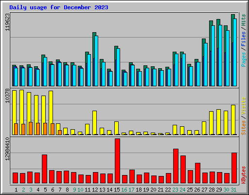 Daily usage for December 2023