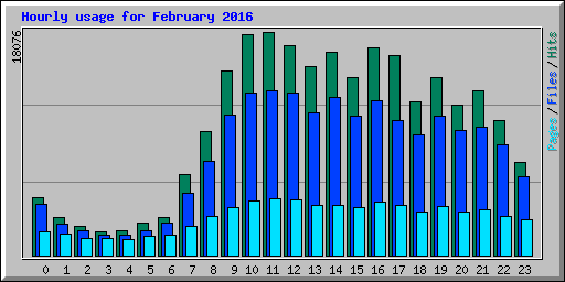 Hourly usage for February 2016